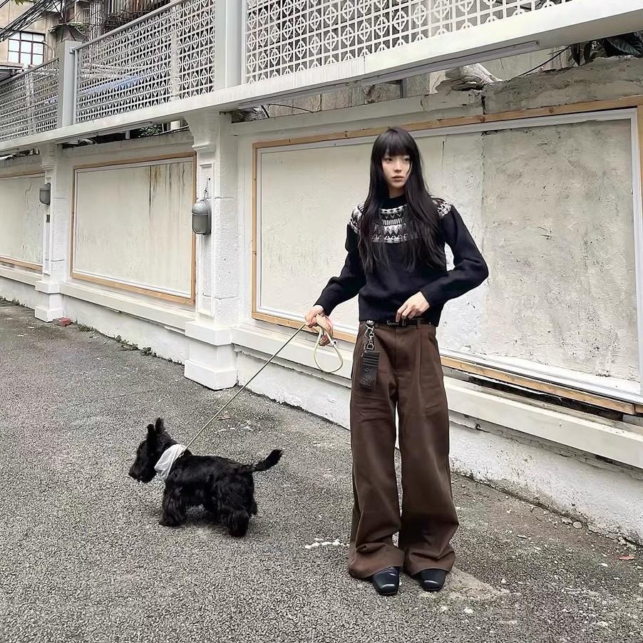 Cowhide Version~ Niche Pleated Leather Thick-soled Bag Head Slippers for Women's Soft and All-inclusive Square Head Single Shoes Tide