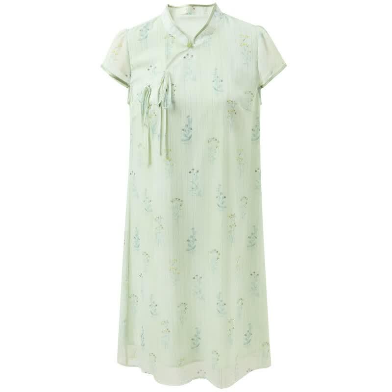 Sancai 'Green Shade' New Chinese Style Midi Dress