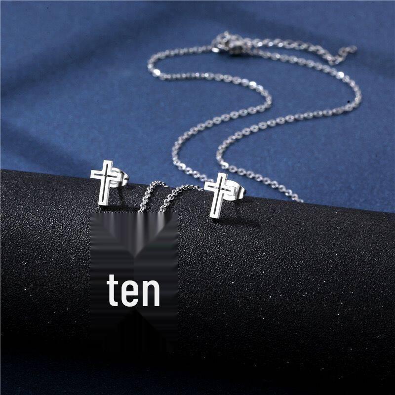 Stainless Steel Necklace & Earring Set - Smooth Clavicle Design with Stud Earrings