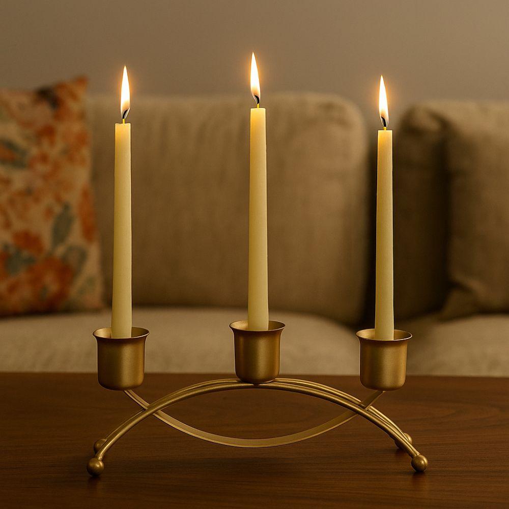 Metal Iron Candleholder Three Head Vintage Candelabra Candle Containers  Wedding Centerpiece