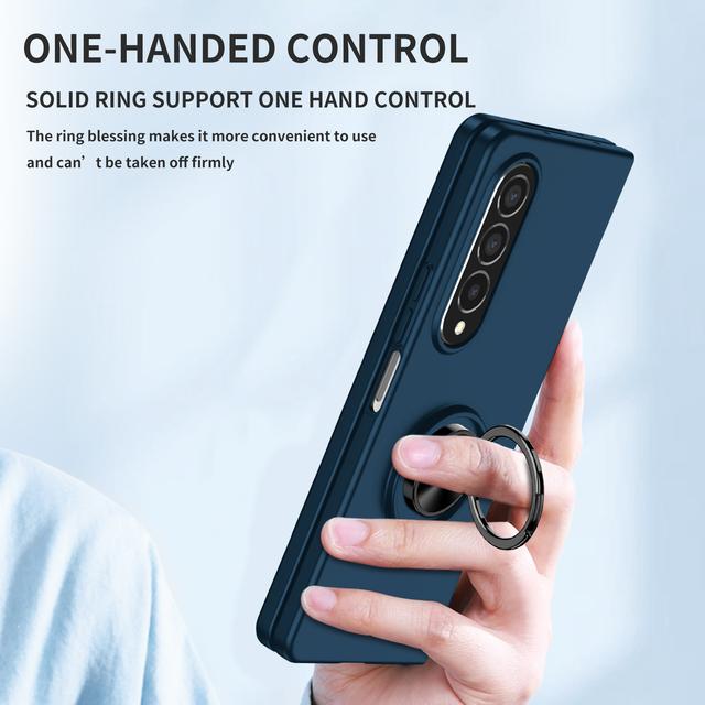 Anti -Drop Finger Ring Plain Phone Case For Samsung Galaxy Z Fold4 5g Fold 4 Fold2 Fold3 Fold 2 3 Fall Protection Cover Cases