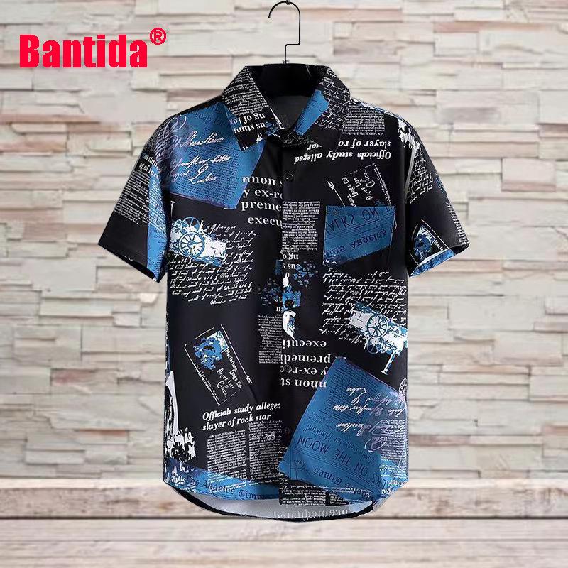 Pánská třídílná květinová souprava pro volný čas: Volné plážové kraťasy, univerzální košile, moderní párová uniforma