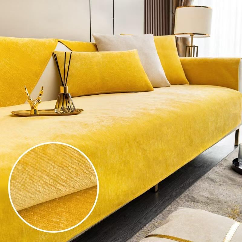 

1 шт. Роскошный чехол для дивана из шенилла, коврик для гостиной, универсальный нескользящий чехол для дивана, Г-образный чехол для полотенца для дивана, домашний декор 70x70cm 1pcs жёлтый