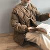 Retro down cotton cotton-padded clothes women's rhombus grid simple and loose casual winter new top women's coat