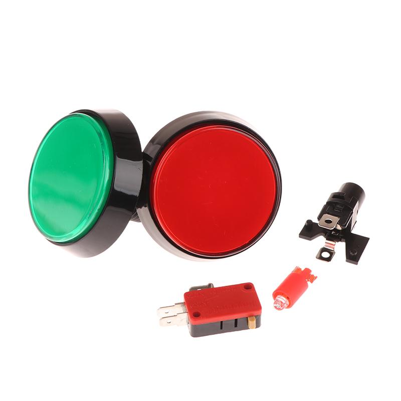 Arcade-Button 60 mm DC 12 V LED Großer runder Button 5 Farben Mikroschalter-Button Selbstzurücksetzender Button für Arcade-Automaten