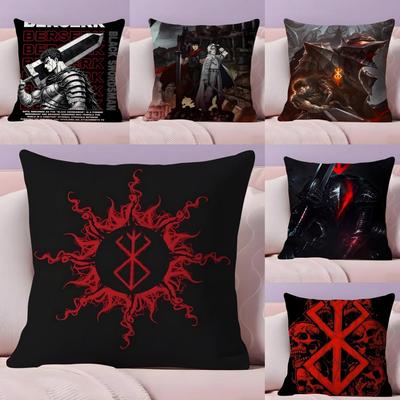 Fighting Comics Berserk-Anime Pillow Case Silky Short Plush With Invisible Zipper Dustproof Sofa Cushion Cover For Home Decor