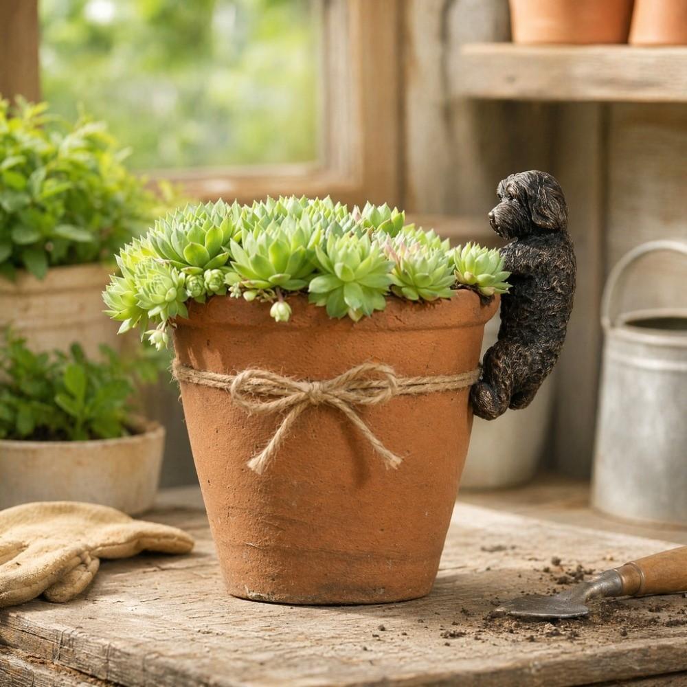 Potted Plant Partner Bronze Gecko Garden Decoration Dog Garden Figurine Balcony Potted Edge