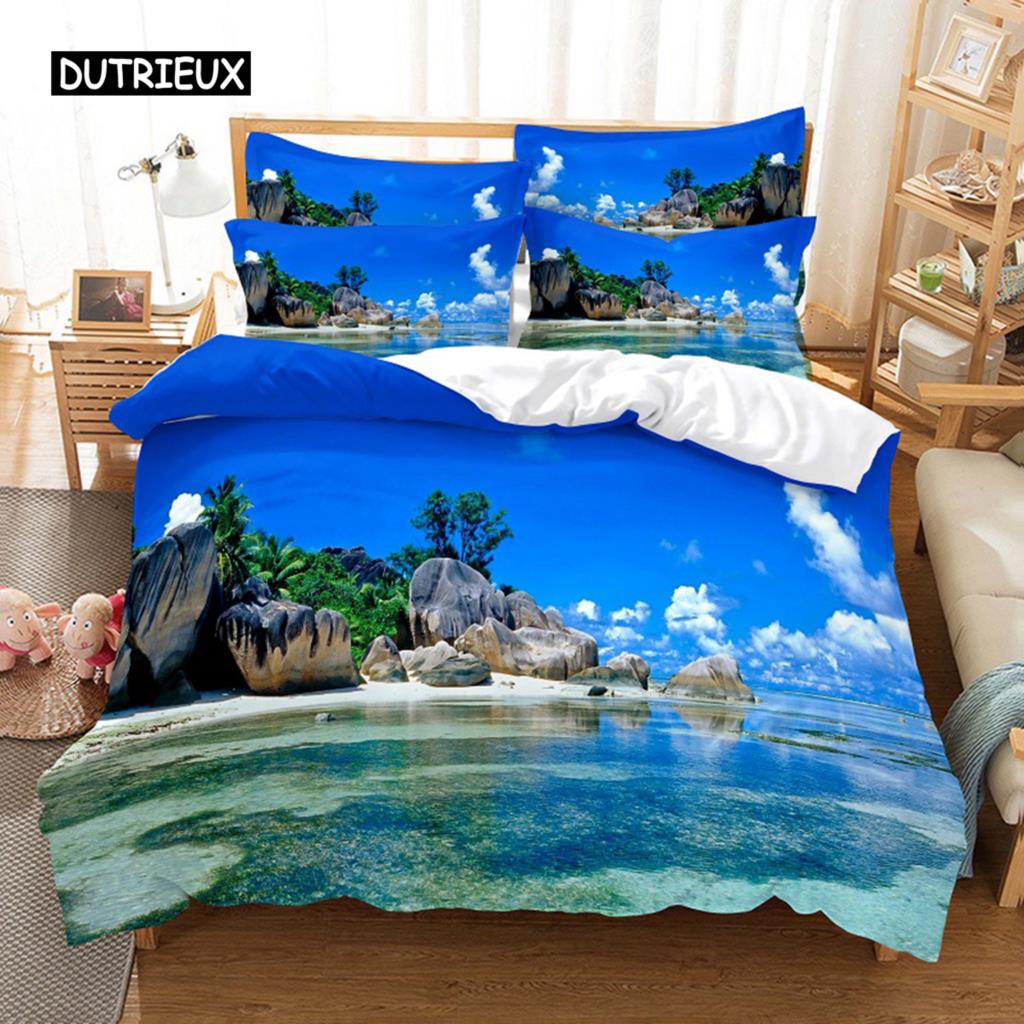 

Комплект постельного белья Sunshin Coconut Tree, комплект пододеяльников, постельное белье с 3D-печатью, комплект постельного белья размера Queen, модный дизайн EU single(135x200cm)