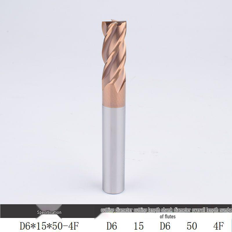 55° Tungsten Steel 4-Flute End Mill, Hard Alloy Coated, CNC Flat Bottom Tool
