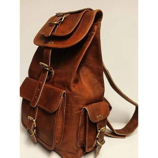 Vintage Genuine Leather Bag Rucksack Backpack Travel Men's New  Laptop Real