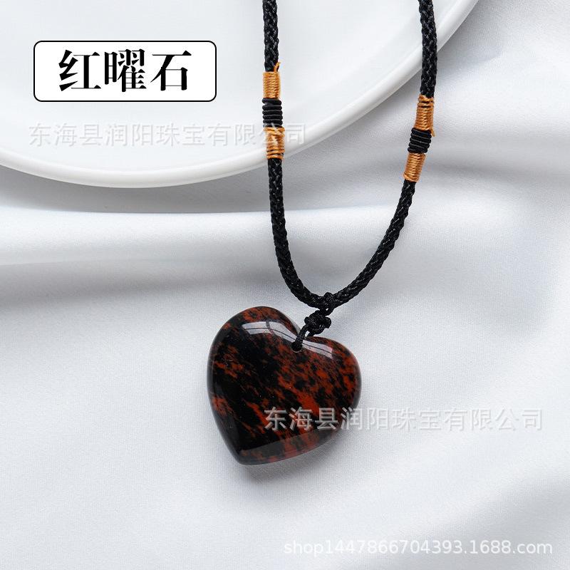 Natürlicher Kristall Liebesanhänger, Achat Halbedelstein 3cm Pfirsichherz Halskette herzförmiger Schmuckanhänger, Fabrikmode