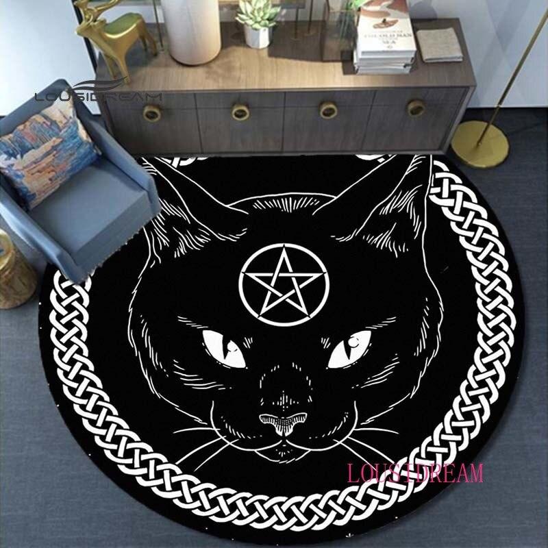 Vyrobeno v PRC Satanic Koberec Domácí Dekorativní Kulatý Koberec Měkký Módní Koberec Ložnice Protiskluzová podložka Podložka na židli Koberec Evil