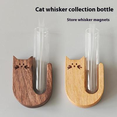 Pote de Vidro Transparente para Bigodes de Gato Porta Pelos de Animal de Estimação Ímã de Geladeira Decoração Presente Memorial para Amantes de Animais de Estimação