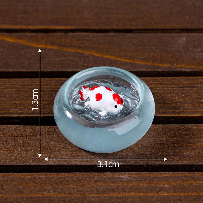 4Pcs/Set Dollhouse Miniature Simulation Koi Fish Tank Dolls House Round Fish Tank Model Dollhouse Mini Furniture Decoration