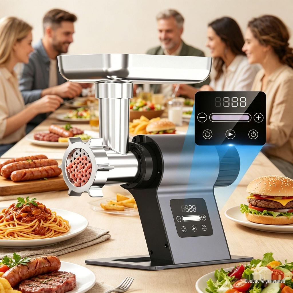 Automatic Sausage Stuffer & Electric Meat Grinder with Vegetable Cutter and Slicer