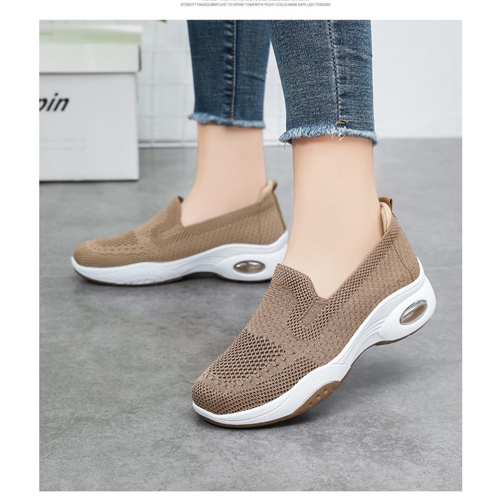 Women's Summer New Thick Soled Woven Fabric Shoes, Casual One Foot Sponge Shoes