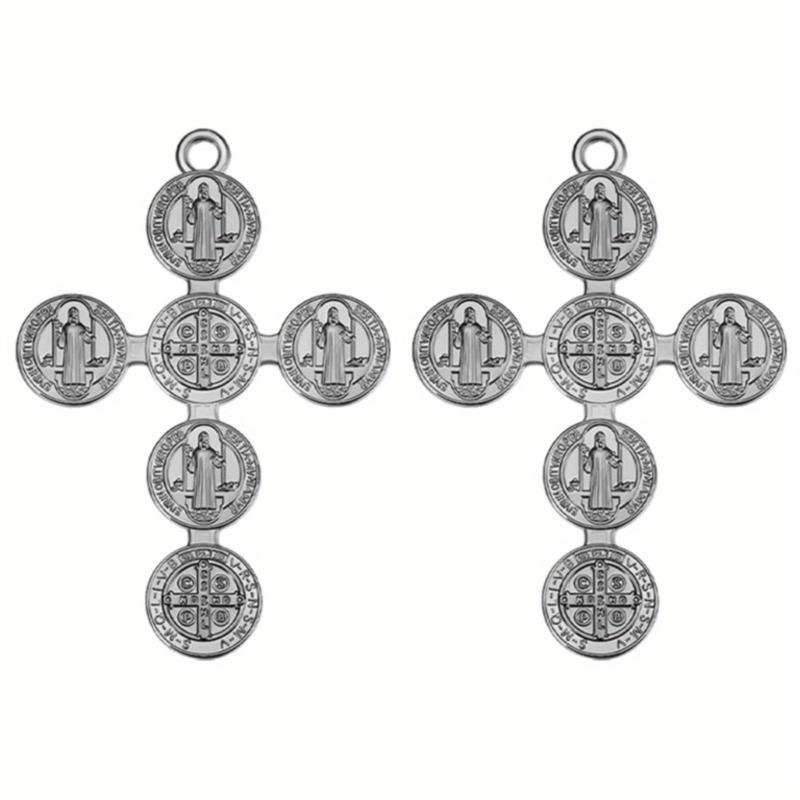 Retro Catholic St. Benedict Exorcist Cross Tag Pendant Key Chains DIY Charms for Jewelry Crafts Making.