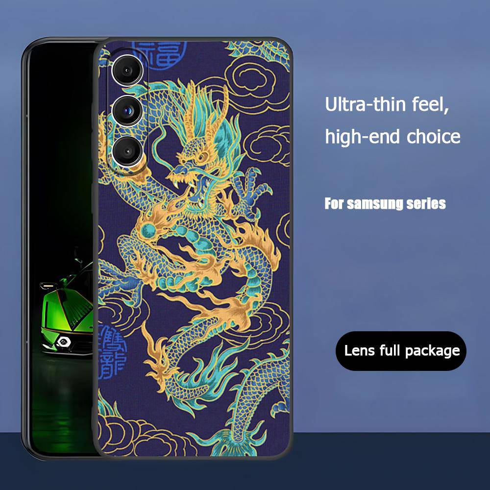 Fashion Animal Red Dragon Luxury Black Phone Case For Samsung Galaxy S23 S24 S25 Ultra S22 Plus S21