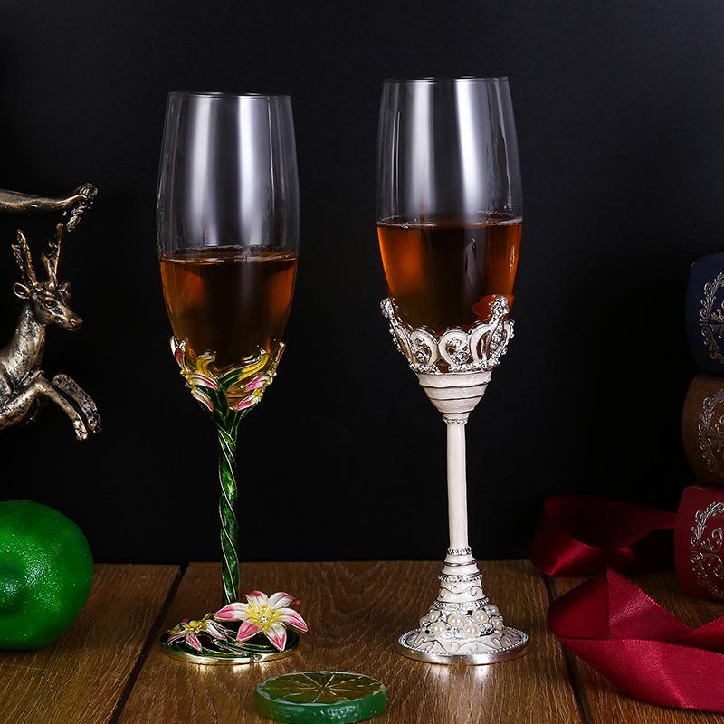 Elegant Enamel Crystal Champagne Flute Set - High-Stem Sparkling Wine Glasses, Perfect for Home or Bar Gifts