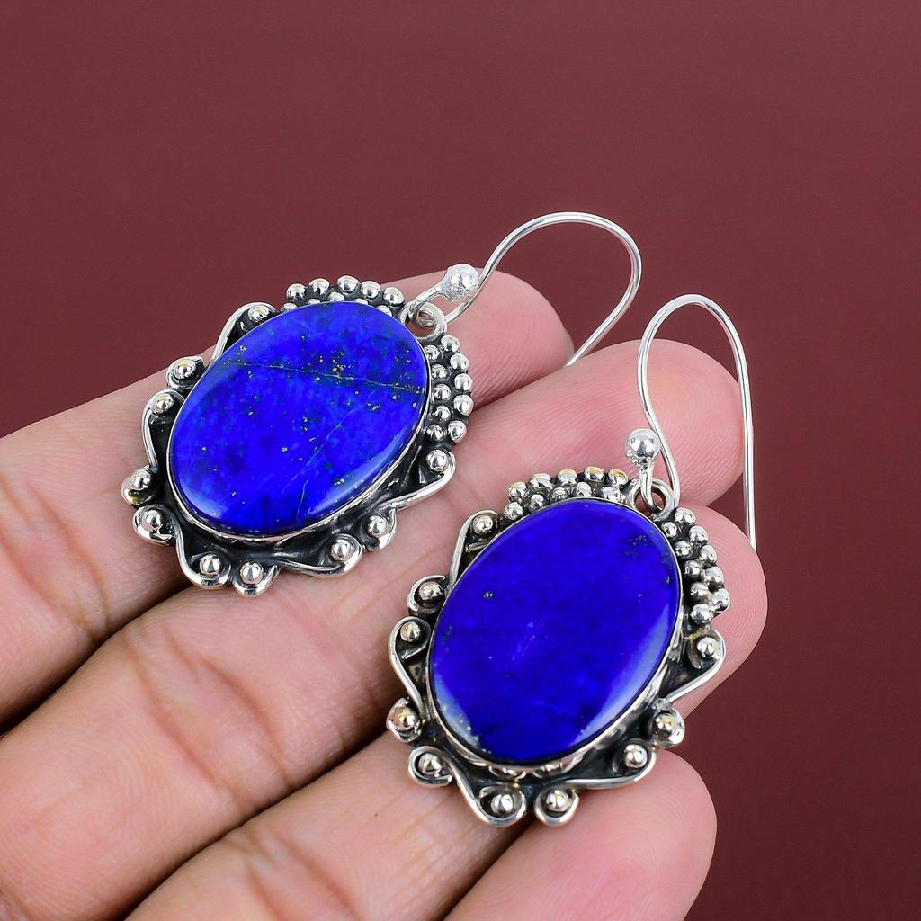 Lapis Lazuli Gemstone Earring 925 Sterling Silver Earring Handmade Earring Very Pretty Lapis Lazuli Jewelry Gifts For Mom Birthstone Earring