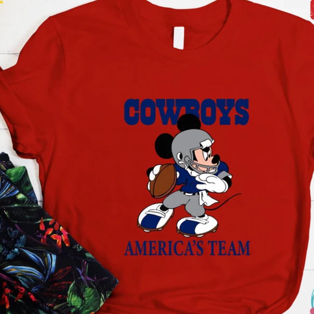 Cowboys Americas Team Shirt, Mickey Football T Shirt XL