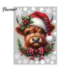 Waterproof PVC Bathroom Decor Christmas Window Clings, Cute Highland Cow Sticker with Santa Hat, Winter Creative DIY Home Remodeling Supplies
