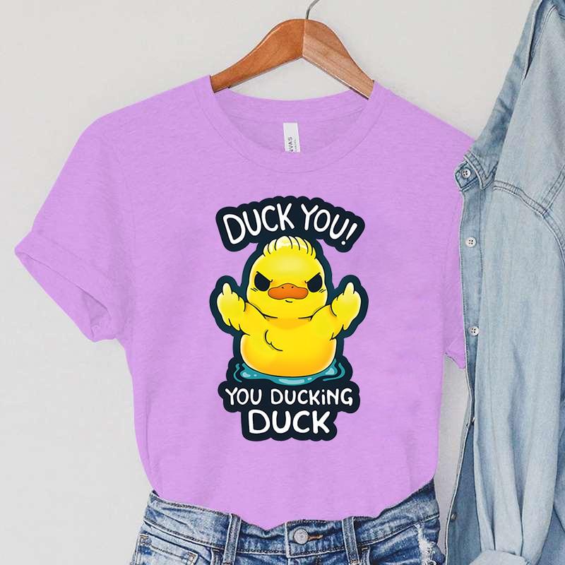 Cartoon DUCK T-Shirts Women's Animals Clothing DUCK YOU! YOU DUCKING DUCK Print Vintage Women TShirts Anger DUCK Female T-Shirts