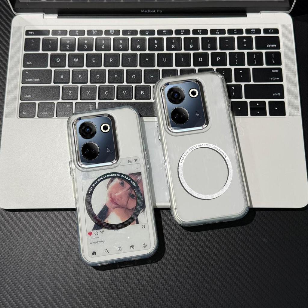 Magnetic Clear Phone Case for TECNO CAMON 20 4G,20 Pro 4G Card Insert DIY Photo Holder Soft TPU Cover
