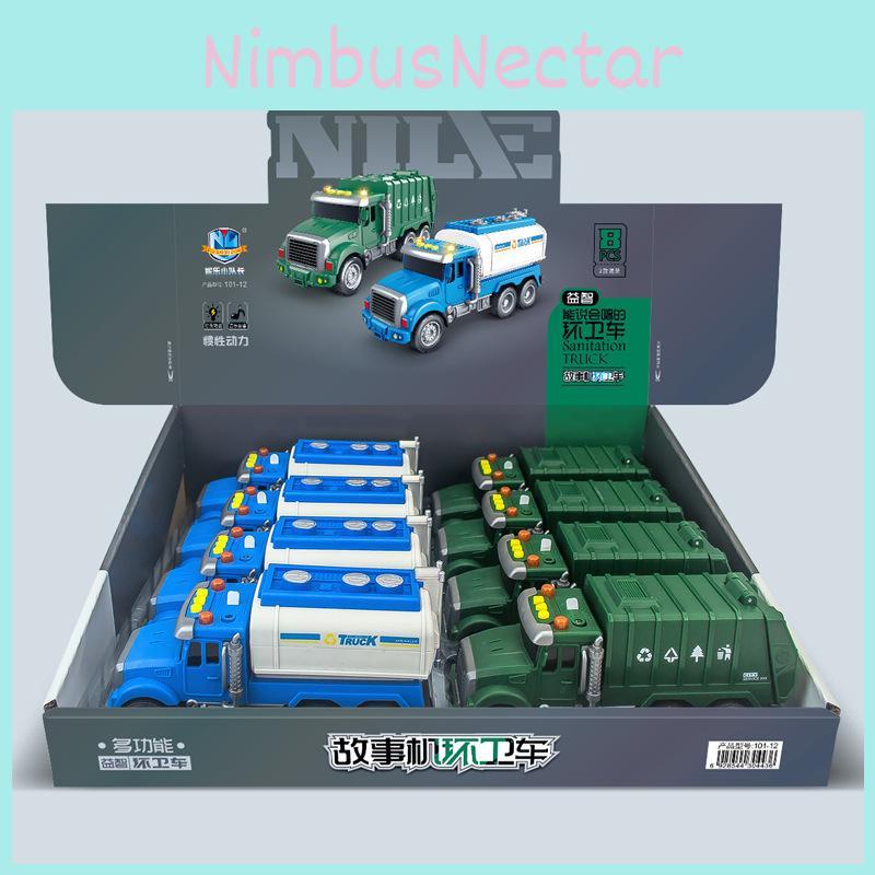 Garbage And Sprinkler Truck Model Children Toy With Storytelling Function For Kids Educational Play Toy