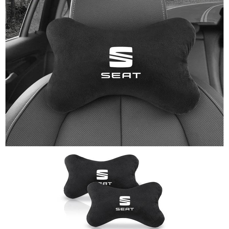 Opěrka hlavy autosedačky Auto Logo Polštářek na krk Ramenní chránič pásu pro Seat Ibiza Leon Cupra Ateca Altea Arona Tarraco Toledo Exeo
