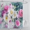 Rose Flower Shower Curtain Waterproof Shower Curtain Polyester Fabric 3D Printed Curtain Bathroom Decoration With Hook