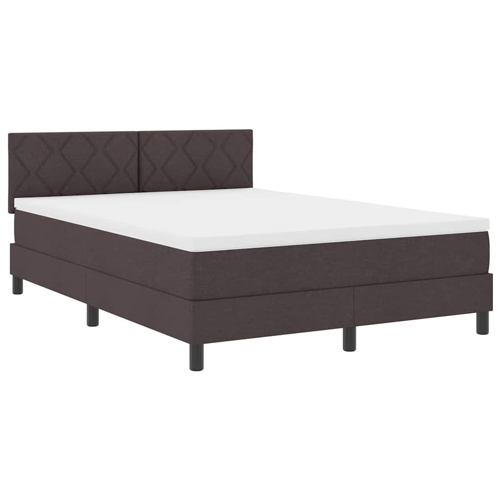 Boxspring Bed with Headboard Dark Brown 160 X 200 Cm Fabric