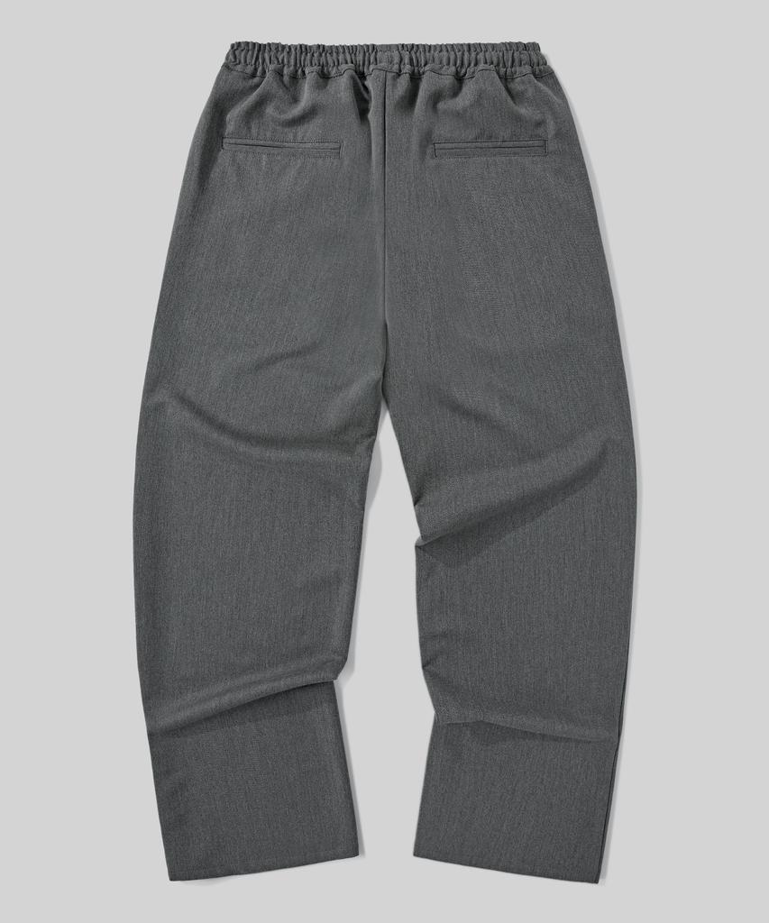 Beodeonteu Relaxed Out-Pocket Elastic Waist Slacks [Charcoal]
