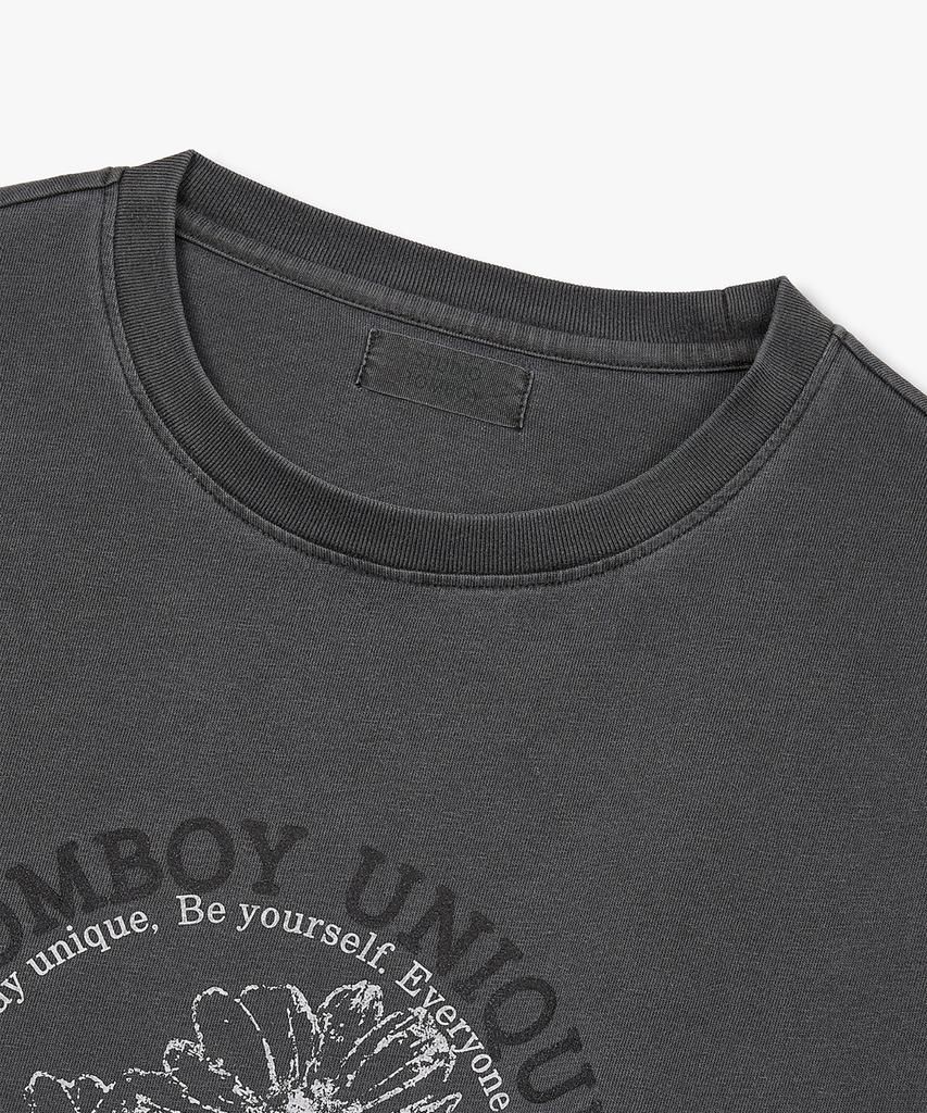 STUDIO TOMBOY Garment Dyed Flower Short Sleeve T-Shirt_Dark Gray 9176322973