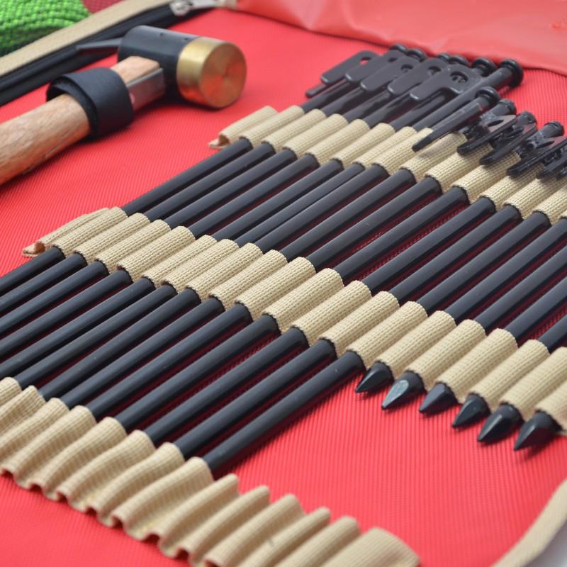 Large Outdoor Tote for Camping Gear: Includes Peg Storage, Tarp, Tent Pegs, and Hammer Kit