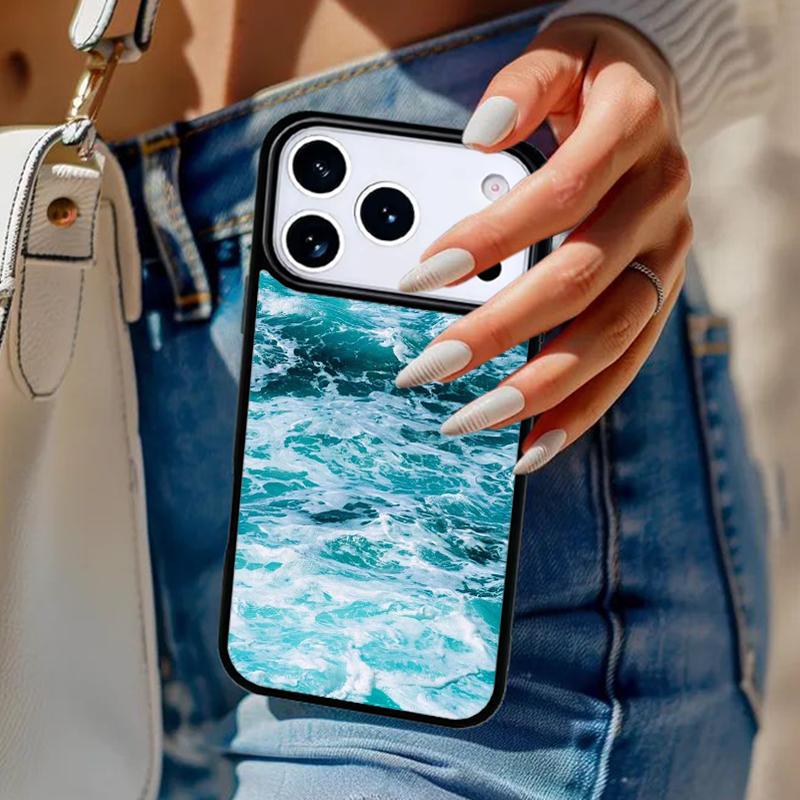 Blue Ocean Waves Sea Phone Case For iPhone 17 Air 14 15 13 12 Max Cover For Apple 14 15 16 16e 11 Pro Max Plus Coque