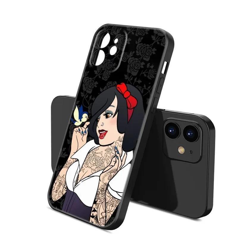 Apple Iphone16Pro Phone Case Tattoo Anime Princess Black Silicone Phone Case