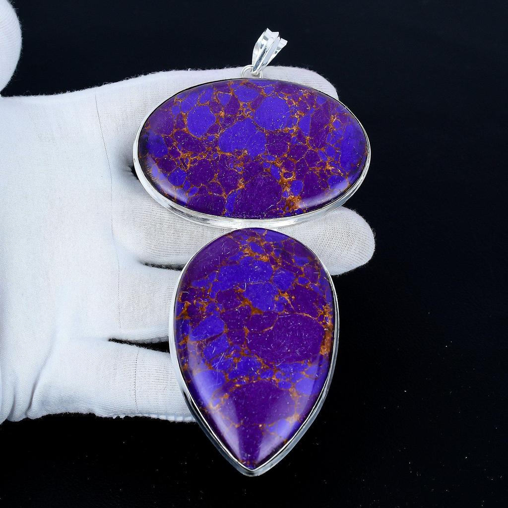 Purple Copper Turquoise Pendant, 925 Sterling Silver Handmade Jewelry, Turquoise Silver Pendant, Party Wear Jewelry For Women's, Pendant Gift For Mom