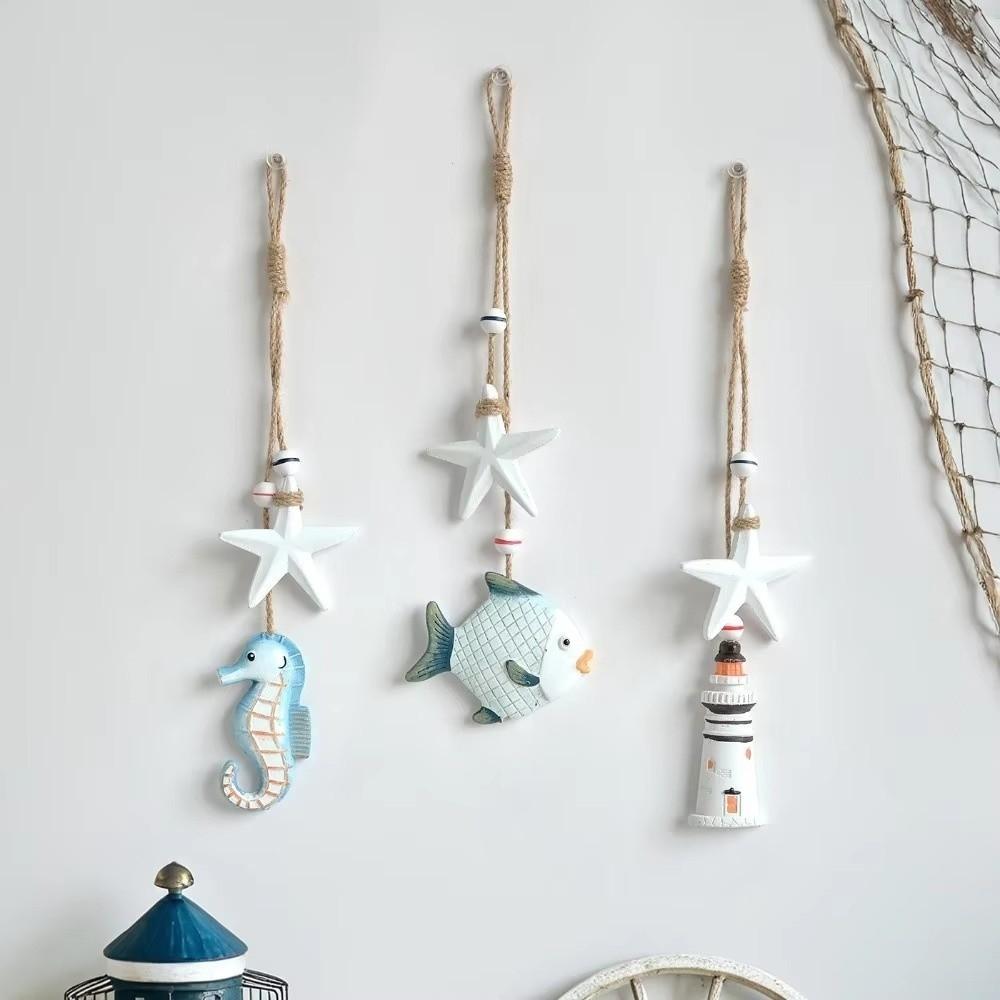 Wooden Material Ocean Animal Pendant Jute Rope Wall Pendant Decoration Home Decoration