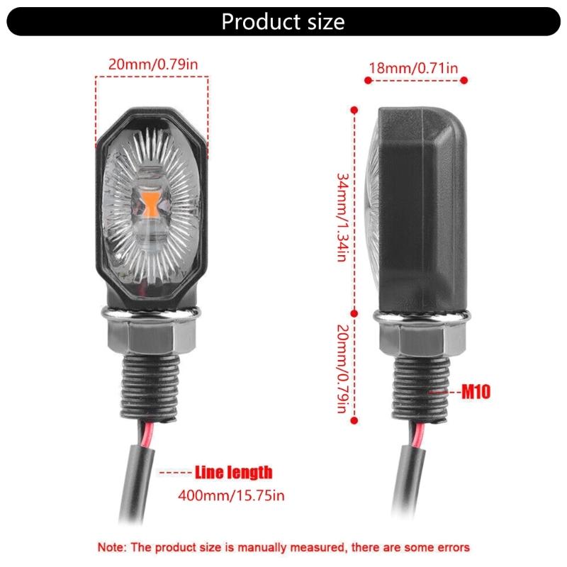 Pair High Brightness LED Motorcycle Turn Signal Lights Waterproof Small Elliptical Design Easy Installation for Safety