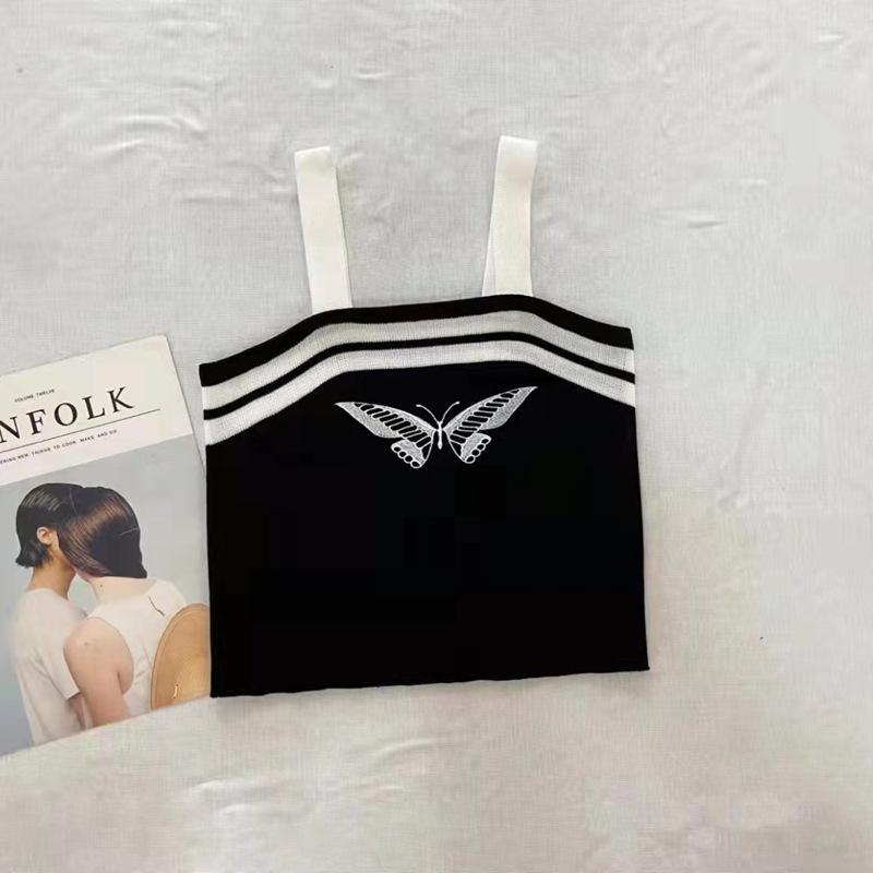 

Новый летний стиль с вязаным топом-майкой из ледяного шелка с бантом на бретелях для женщин, сексуальный топ на одно плечо One size