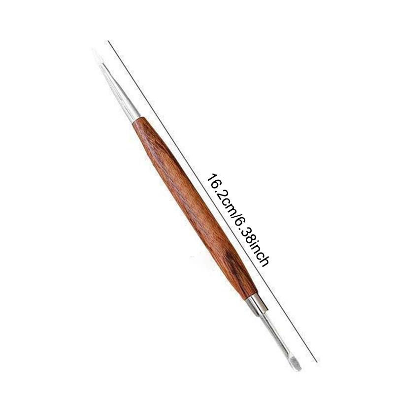 1Pcs Double Headed Nail Art Brush Wood Silicone Pen Embossing Painting Mixing Pen Diy Manicure Tool Multifunctional
