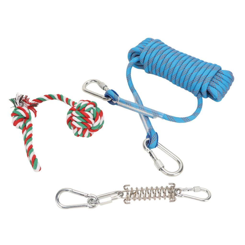 Spring Pole Dog Rope Toys 32.8ft Stainless Steel Adjustable Height Heavy Duty Muscle Builder