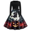 Women's Casual Fashion Round Neck Halloween Printed Vintage Dress