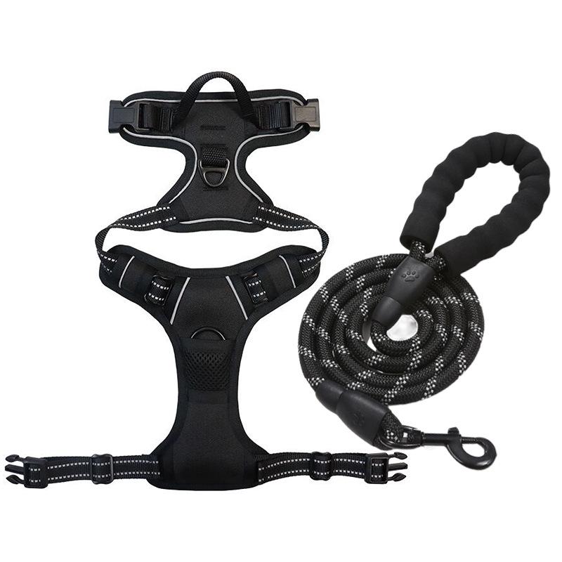 Dog Nylon Chest Harness and Leash for Large Pets