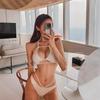 Boho Festival Monokini Bikini Set 2 Piece Swimsuit High Waisted Halter Neck Push Up Sexy Women Holiday Print