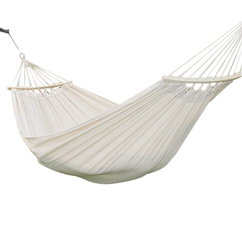 White Double Anti-Rollover Canvas Hammock - Portable Hanging Swing for Adults & Children, Thickened for Camping, Lounging, Sleeping.