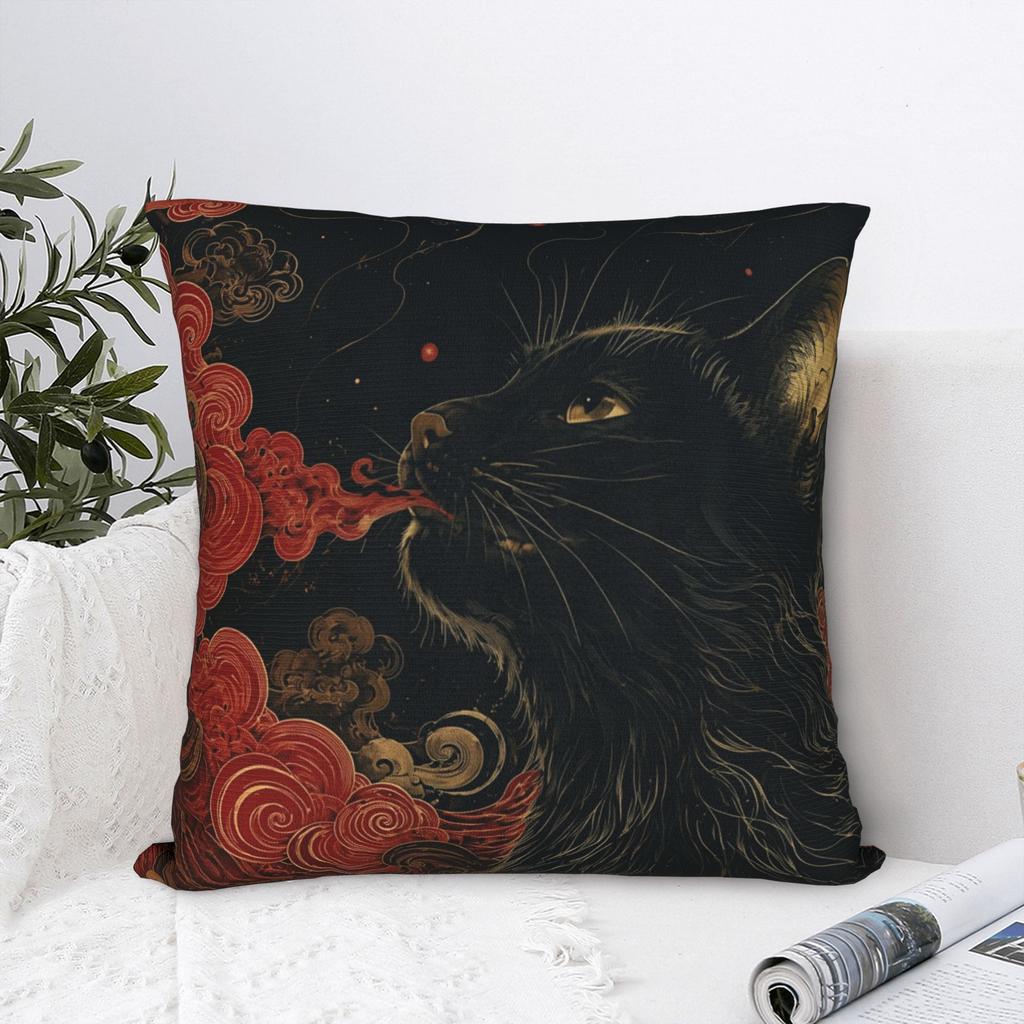 Halloween Black Cats Pillowcase Polyester Cushion Cover Gift Witchy Kitty Throw Pillow Case Cover Seat Square 45*45cm