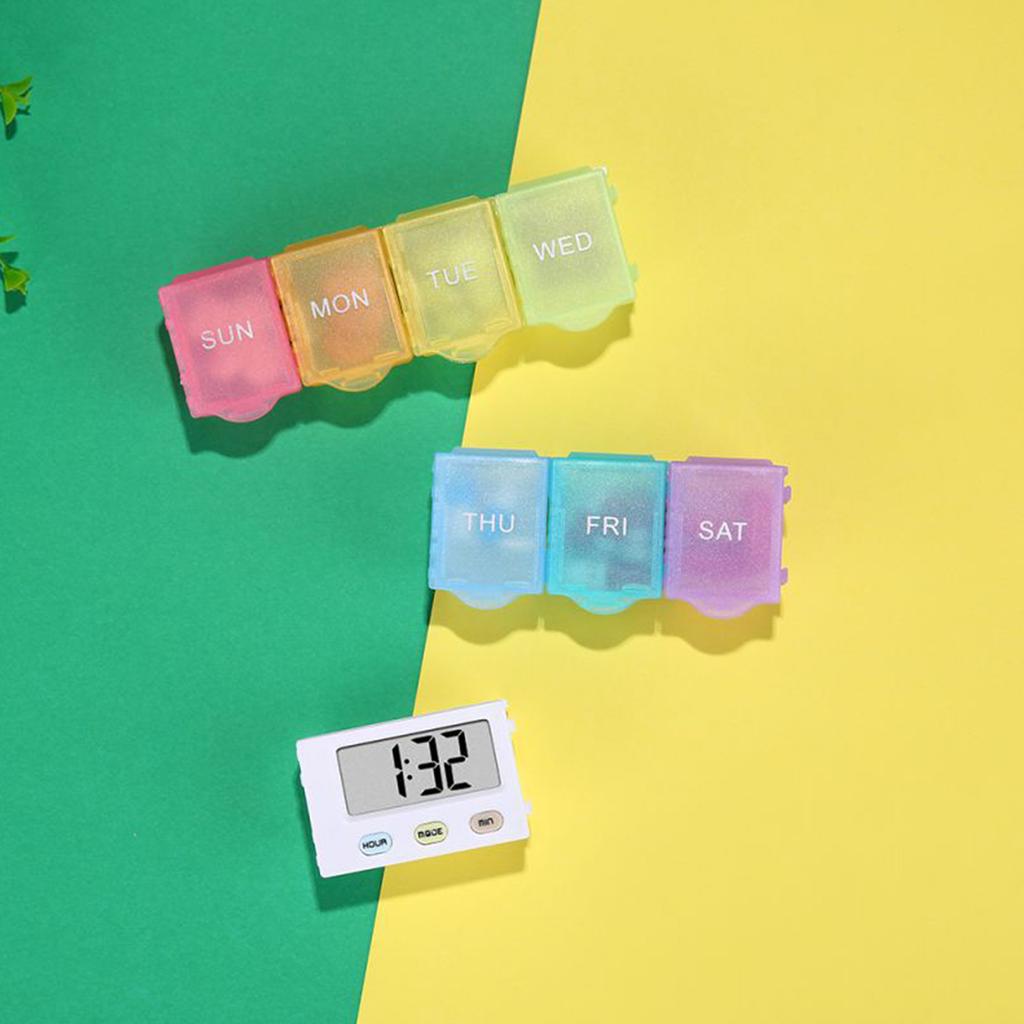 Dust Proof Separated Pill Organizer Pill Box Case Electronic Timer Alarm Clock Reminder Medicine Storage Dispenser