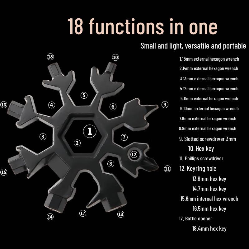 18-in-1 Snowflake Multi-tool Keychain